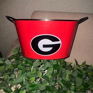 Red Metal Bucket with Logo